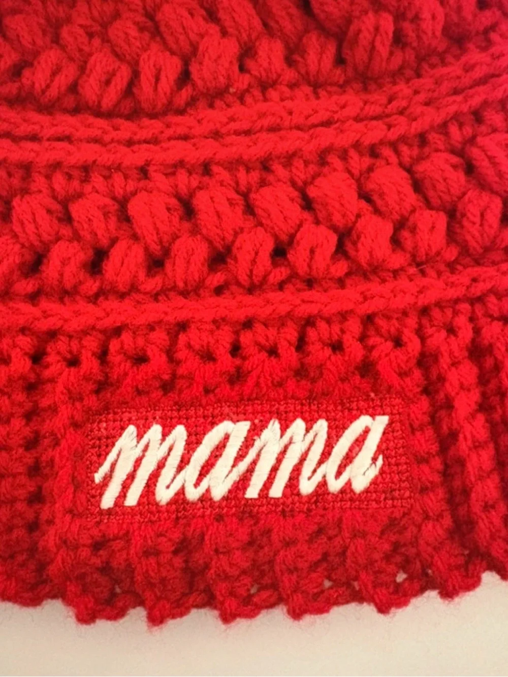 Mama Knit Pom Pom Beanie - Red